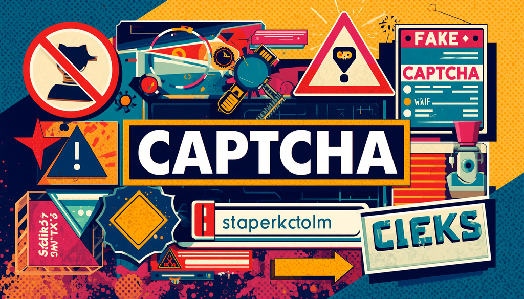 Fake CAPTCHA cybersecurity warning collage about ClickFix malware and fake CAPTCHA scams.