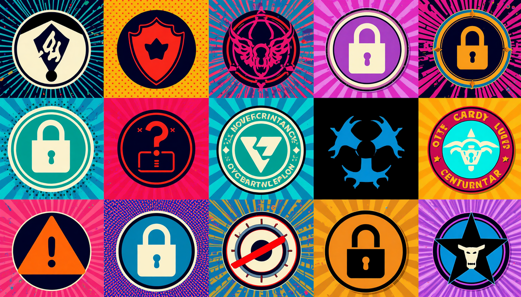 Activision account recovery pop-art security icons for hacked account, 2FA, and email changed.