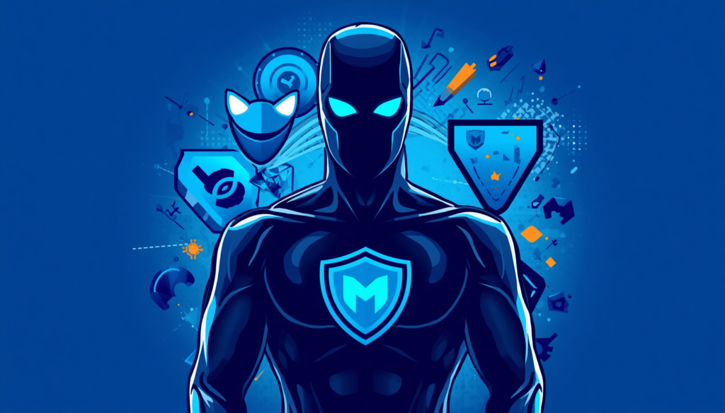 Malwarebytes antivirus superhero guardian for safe virus removal and digital protection.
