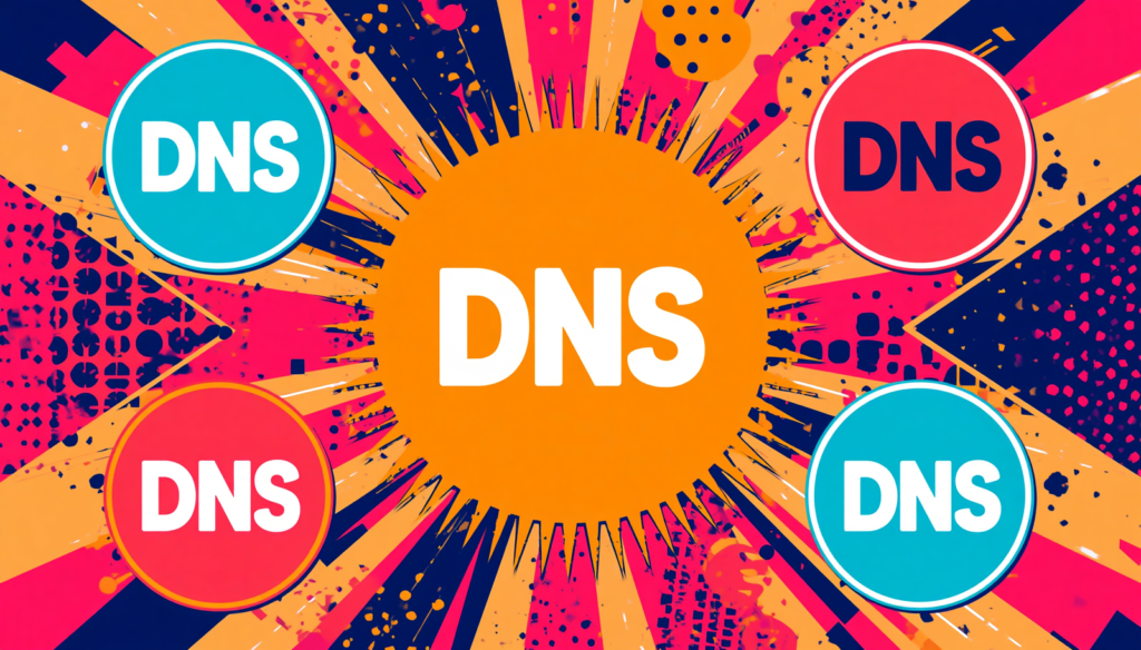 Colorful DNS illustration for Proton VPN custom DNS and AdGuard DNS settings.
