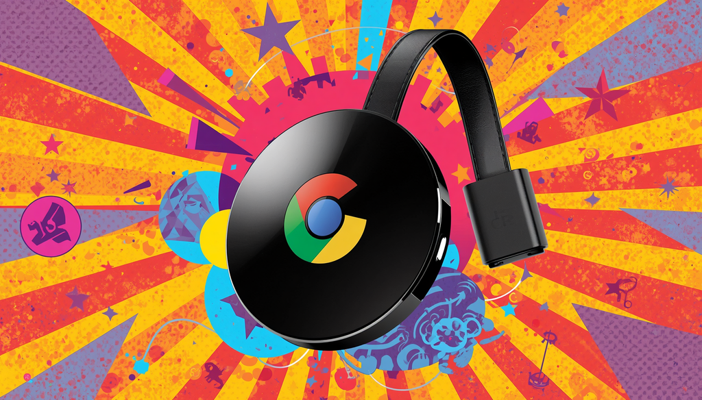 Can Google Chromecast Be Hacked? 7 Risks to Know 5 Google Chromecast promo illustration with security settings, safe to use, and hacked concerns.