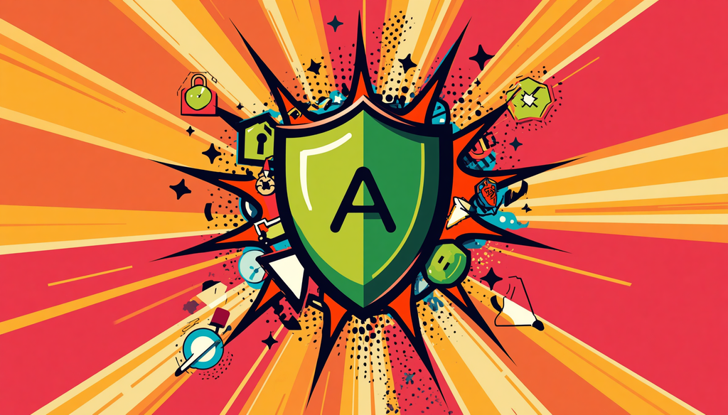 Is AdGuard safe to use? Green cybersecurity shield logo with locks and burst.