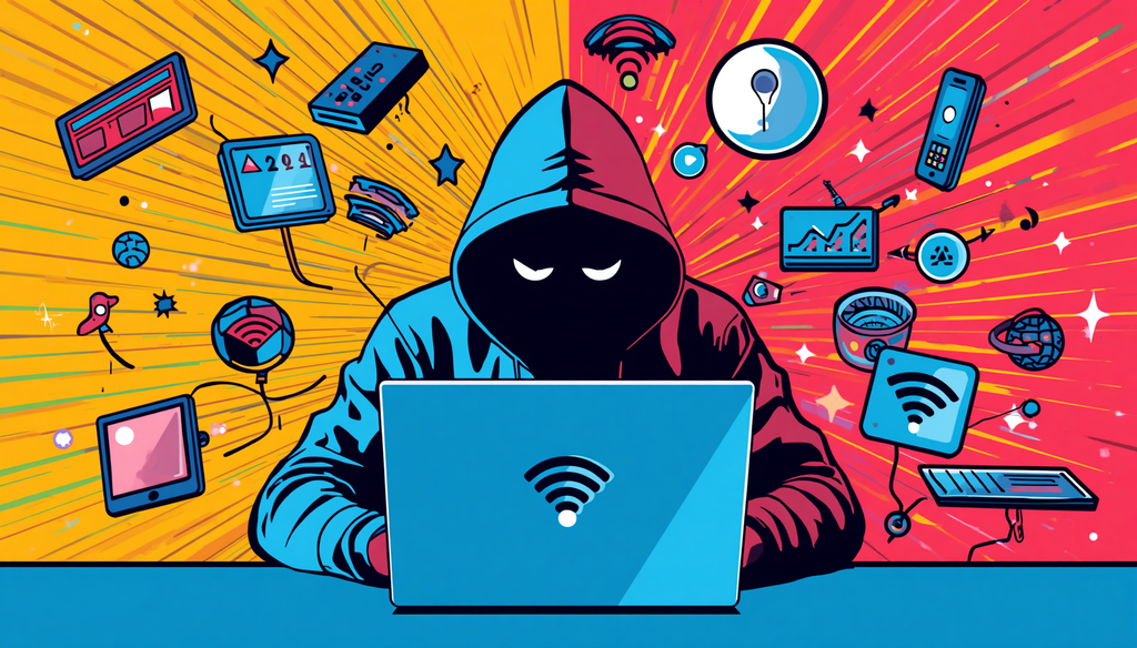 Wifite Kali Linux tutorial with hooded hacker on laptop and Wi-Fi icons.