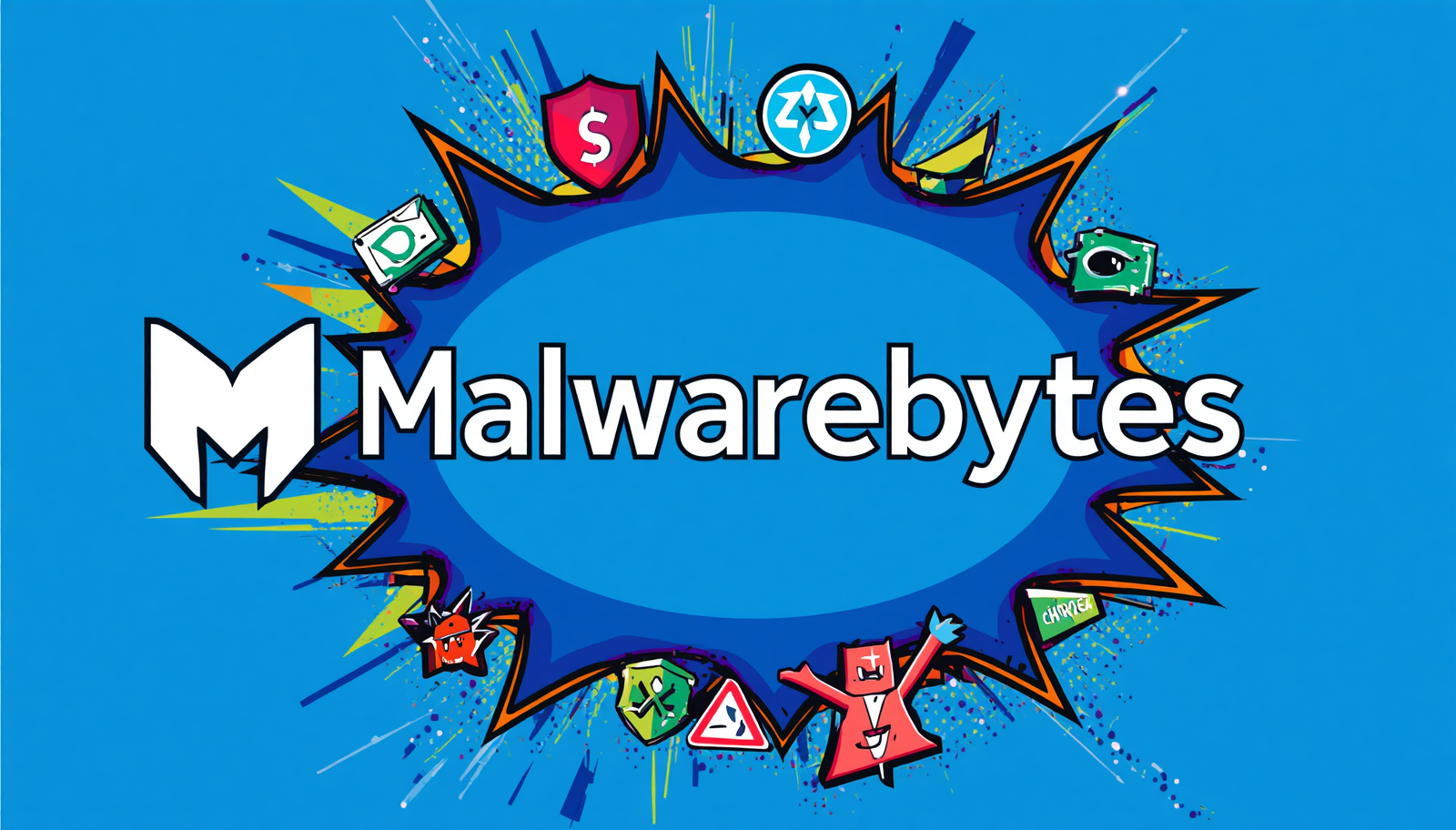 Malwarebytes Review: 7 Reasons It Is Still Worth It 3 Malwarebytes antivirus software promo graphic with logo, virus removal, safe and good review.