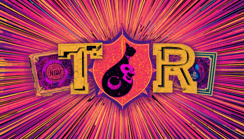 Tor vs VPN privacy graphic with neon shield emblem and TR letters.