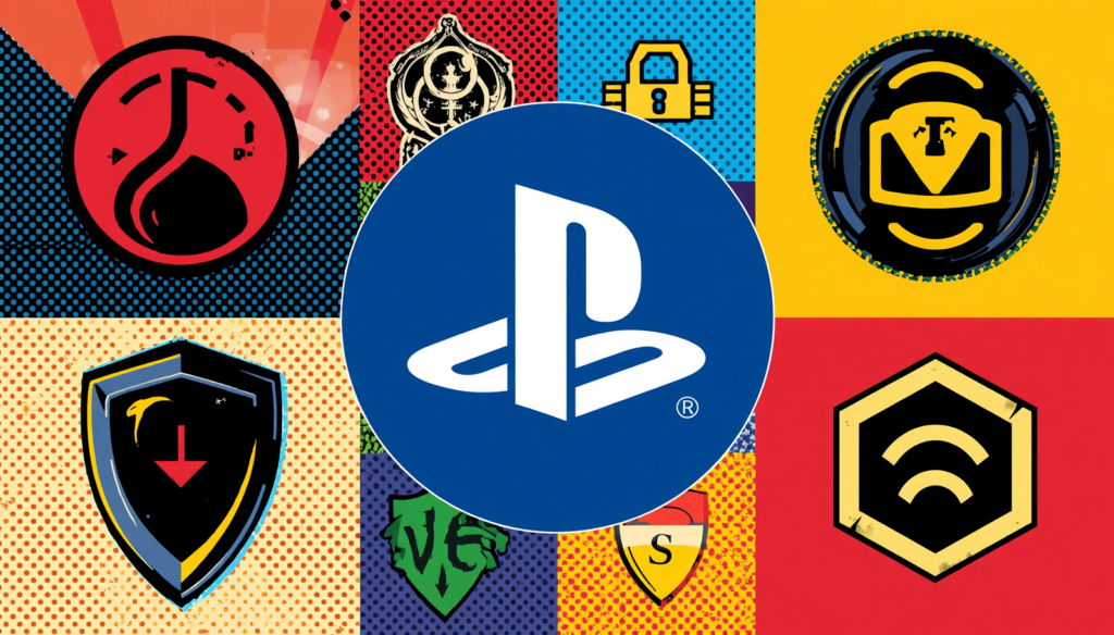 PlayStation logo pop-art collage for PSN name search and PSN name availability.