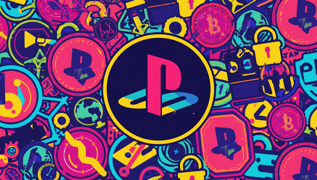 PlayStation logo neon collage for PSN name search, PSN name finder, and name availability.