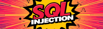 SQL injection comic burst poster illustrating a cyber security vulnerability and attack example.