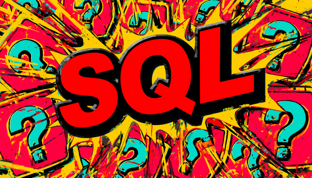 SQL Injection Explained: 7 Essential Safe Lab Lessons 4 SQL injection protection graphic with bold SQL text, question marks, and pop-art burst.