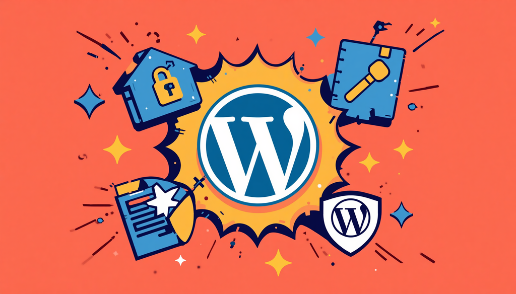 WordPress Hardening: 9 Real Fixes That Took Me From D to A+ 3 WordPress hardening guide illustration with security audit, headers, checklist, and best practices icons.