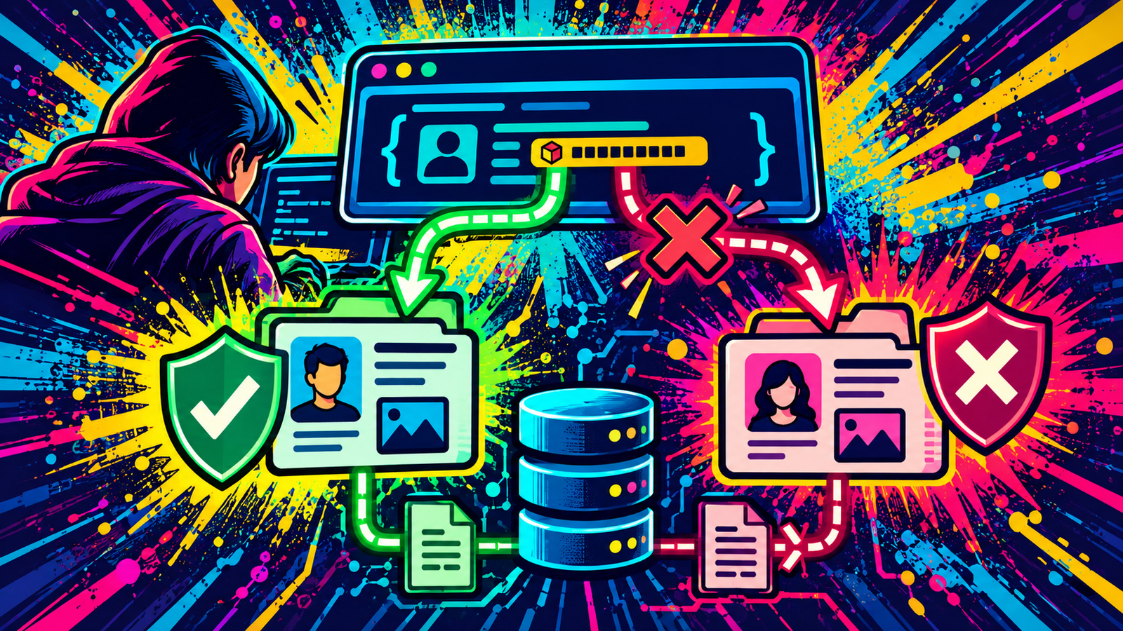 Object-level authorization illustration showing allowed and blocked access to user records.