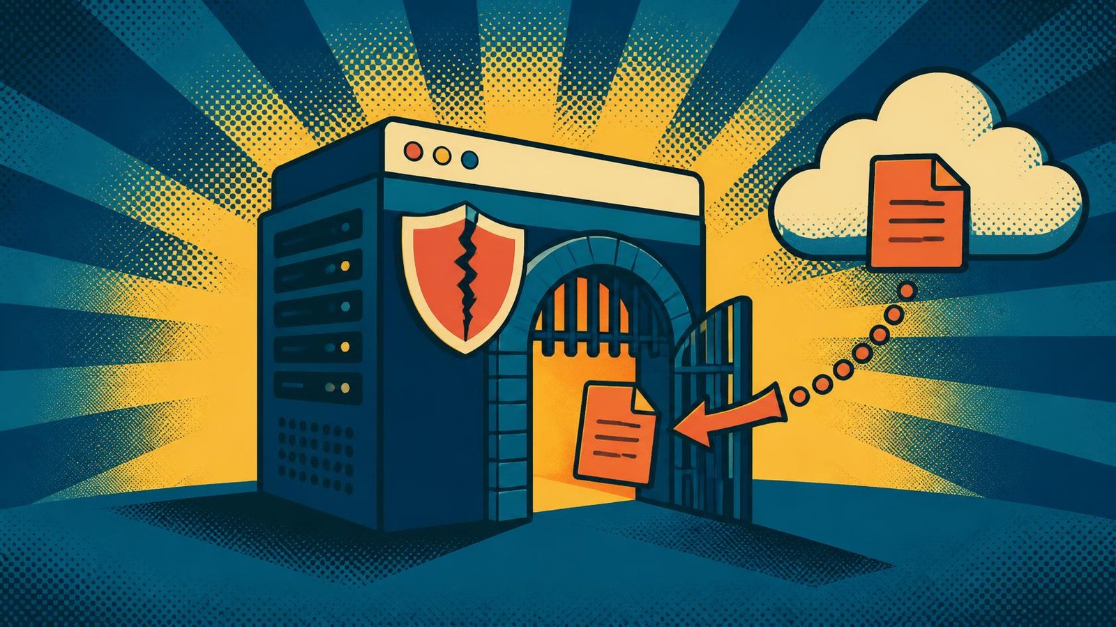 Remote File Inclusion: 7 Smart Checks for RFI Flaws 2 Retro pop-art illustration of a remote file crossing an unsafe web application trust boundary.