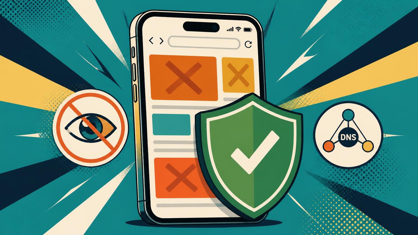 AdGuard DNS protection filtering advertising and tracking domains across iPhone apps and browsers