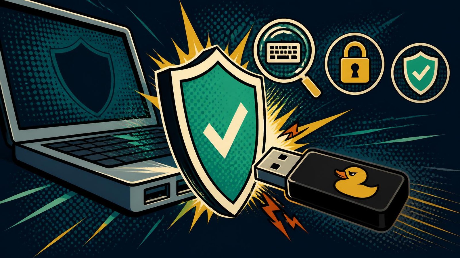 Laptop detecting and protecting against suspicious USB keyboard activity.