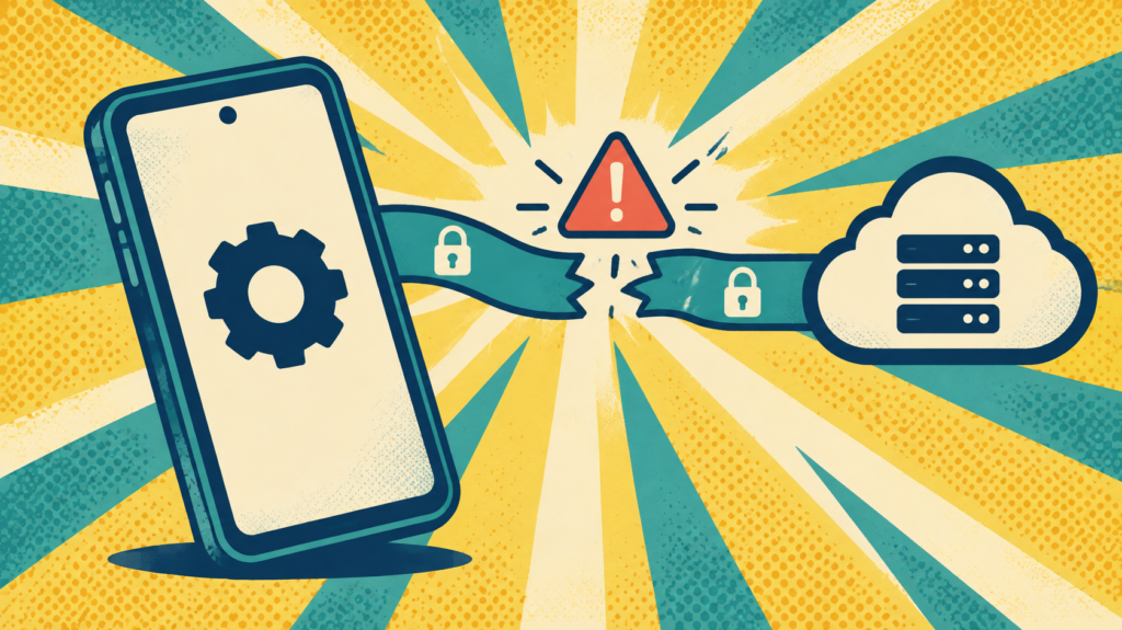 Android phone illustrating a private DNS server cannot be accessed error with an interrupted encrypted connection.