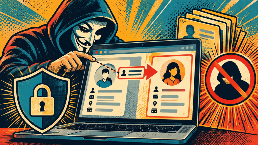 Retro pop art illustration of unauthorized IDOR access to another user's protected data.
