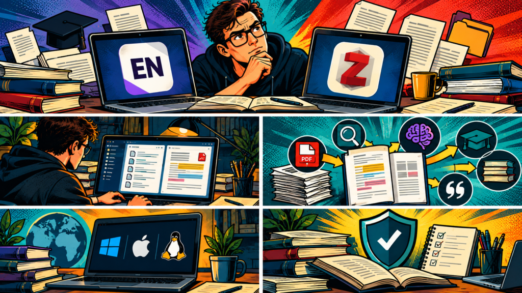 Colorful education collage showing EN to Z language learning, format conversion, tech, verification, and success.