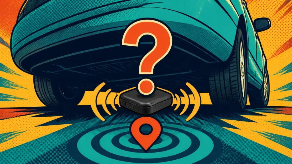 Location tracker signal with a question mark during GPS tracker detection