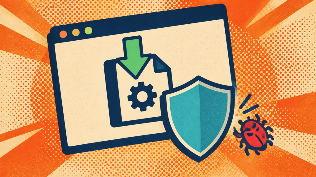 Smart Game Booster: 7 Useful Checks Before You Boost 3 Browser download window with a protective shield blocking a malware symbol.