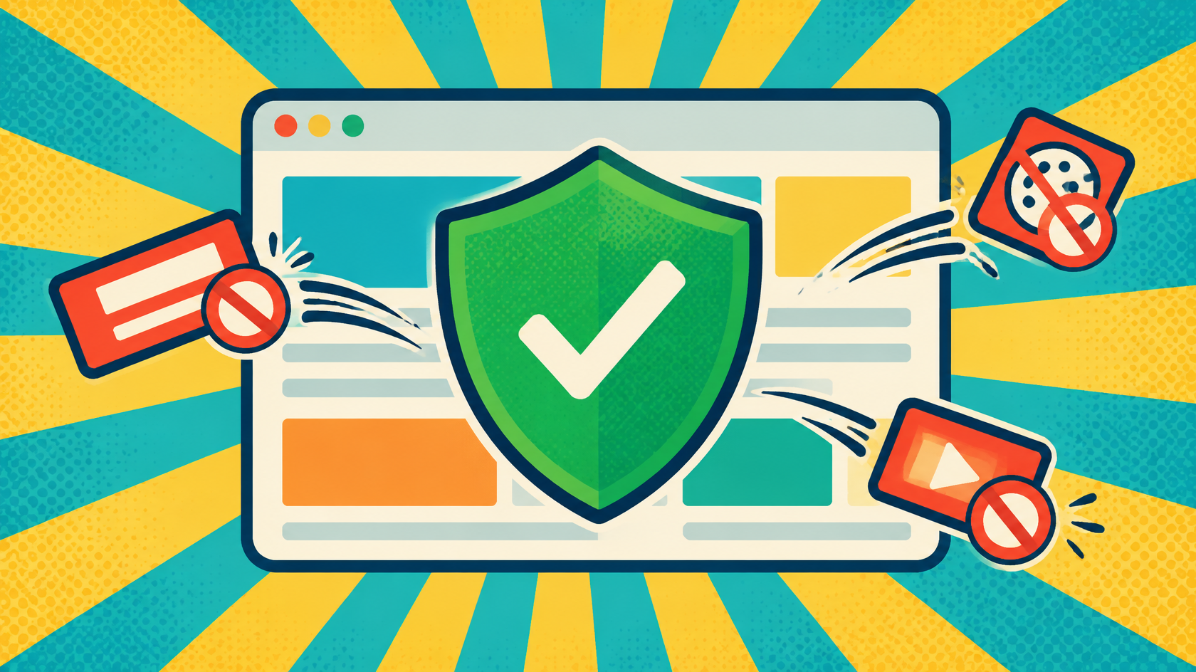 AdGuard Ad Blocker for Chrome protecting a browser from intrusive ads and tracking threats.