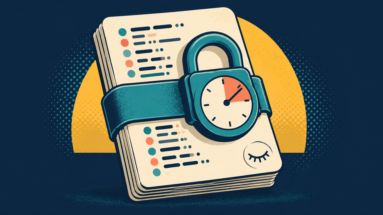 DNS query log illustrated with a padlock and retention clock.