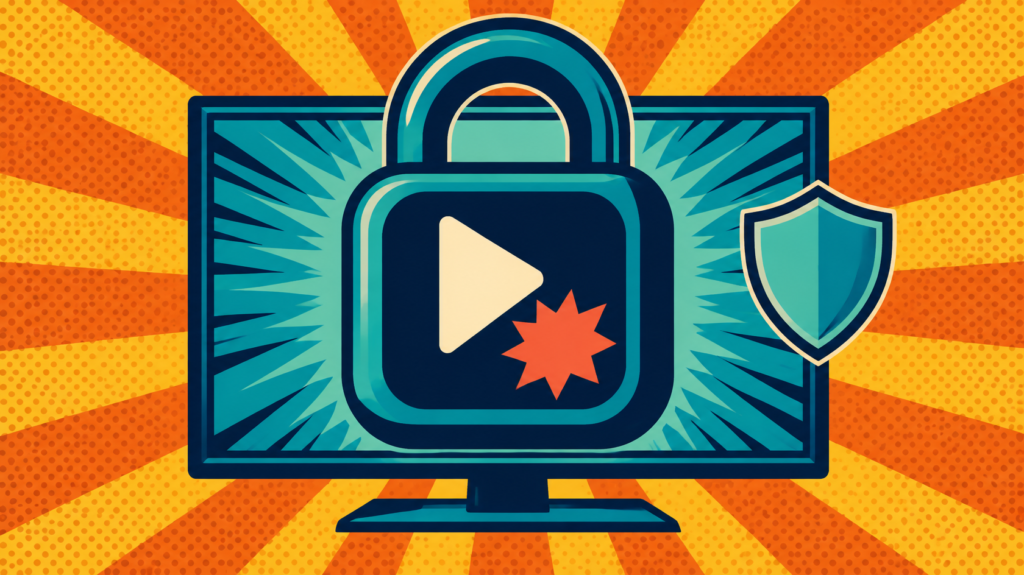 Ad Blocker for Android TV: 7 Essential AdGuard Checks 3 Protected video streaming symbol on a television illustrating the limits of blocking encrypted streaming ads.